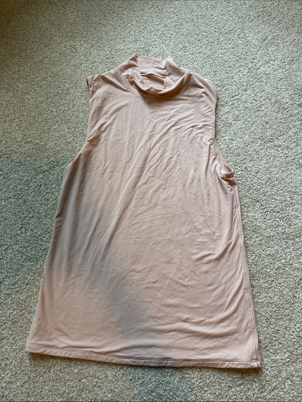 White House Black Market Sleeveless Mock Neck Tank in Blush